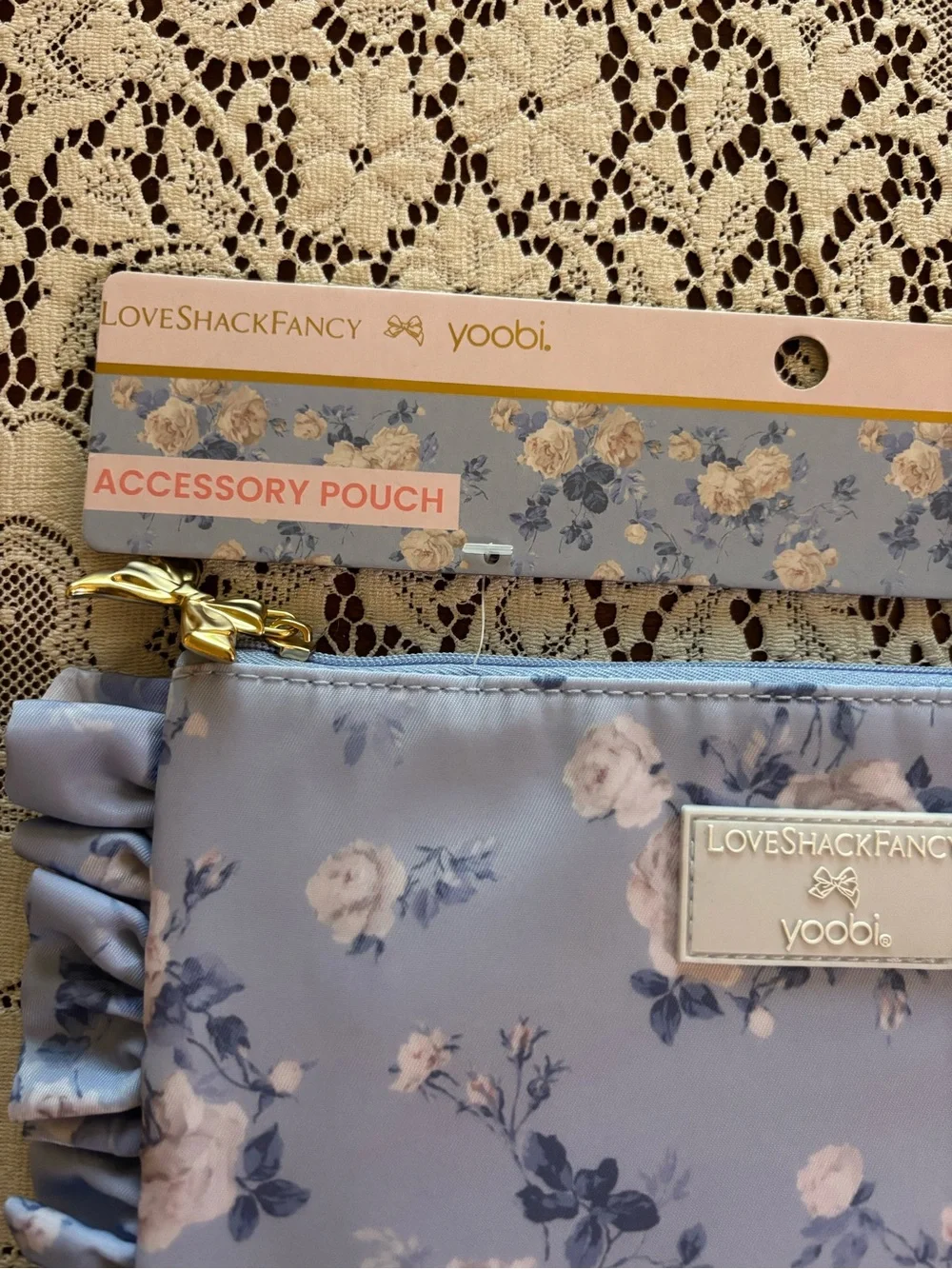 NWT loveshackfancy x yoobi floral pouch
